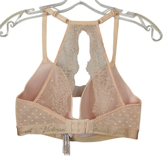 Victoria's Secret Bra 34DD T-Shirt Light Peach Lace Back Wireless Lightly Lined - Picture 2 of 16